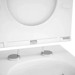 GoodHome Cuvette WC suspendue sans bride avec abattant déclipsable et frein de chute, sortie horizontale, blanc, effet Vortex, Cavally
