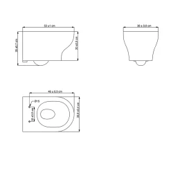 GoodHome Cuvette WC suspendue sans bride avec abattant déclipsable et frein de chute, sortie horizontale, noir, effet Vortex, Cavally
