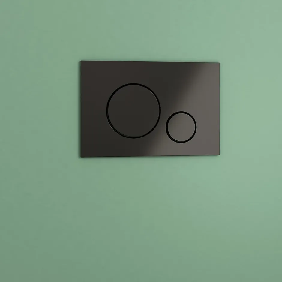 GoodHome Cuvette WC suspendue sans bride avec abattant déclipsable et frein de chute, sortie horizontale, noir, effet Vortex, Cavally