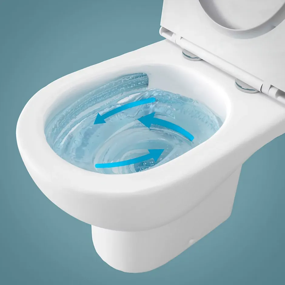 GoodHome Cuvette WC suspendue sans bride avec abattant déclipsable et frein de chute, sortie horizontale, noir, effet Vortex, Cavally