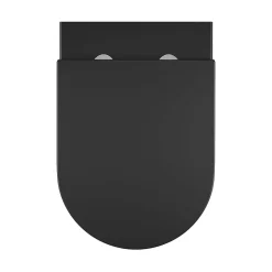 GoodHome Cuvette WC suspendue sans bride avec abattant déclipsable et frein de chute, sortie horizontale, noir, effet Vortex, Cavally