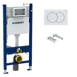 Geberit Delta Pack bati-support Duofix 112cm + plaque de commande blanche Delta01 + fixations murales (111.154.11.2)* Wc Suspendu
