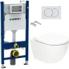Geberit Delta Pack WC Bâti support Duofix 112 cm + WC SAT Tornado sans bride + Abattant SoftClose + Plaque blanche (TORNADOGEB3)