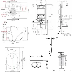 Geberit Delta Pack WC Bâti support Duofix 112 cm + WC SAT Tornado sans bride + Abattant SoftClose + Plaque blanche (TORNADOGEB3)