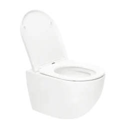 Geberit Delta Pack WC Bâti support Duofix 112 cm + WC SAT Tornado sans bride + Abattant SoftClose + Plaque blanche (TORNADOGEB3)