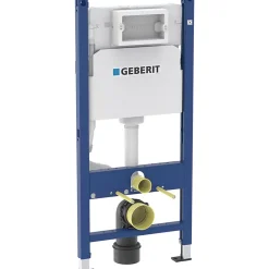 Geberit Delta Pack WC Bâti support Duofix 112 cm + WC SAT Tornado sans bride + Abattant SoftClose + Plaque blanche (TORNADOGEB3)