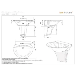 Sanindusa Demi colonne de lavabo Jade céramique traditionnelle blanc