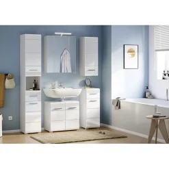 Meublorama Demi colonne de salle de bain Blanc laqué KLEANKIN