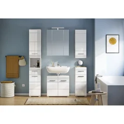 Meublorama Demi colonne de salle de bain Blanc laqué KLEANKIN