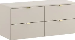 Furnidea Double meuble sous vasque à suspendre avec le plan DALIA CACHEMIRE 120 cm* Meuble Vasque