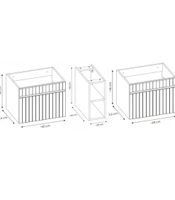 Furnidea Double meuble sous vasque ICONIC blanc 140 cm avec l'etension chêne Santa Fe* Meuble Sous-Vasque