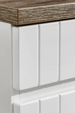 Furnidea Double meuble sous vasque ICONIC blanc 140 cm avec l'etension chêne Santa Fe* Meuble Sous-Vasque