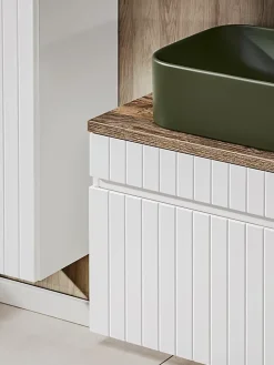 Furnidea Double meuble sous vasque ICONIC blanc 140 cm avec l'etension chêne Santa Fe* Meuble Sous-Vasque