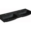 Vente-unique Double vasque à encastrer en résine effet pierre - Noir - L120 x l46 cm - ATIWA* Vasque À Encastrer