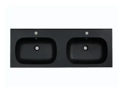Vente-unique Double vasque à encastrer en résine effet pierre - Noir - L120 x l46 cm - ATIWA* Vasque À Encastrer