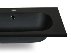 Vente-unique Double vasque à encastrer en résine effet pierre - Noir - L120 x l46 cm - ATIWA* Vasque À Encastrer