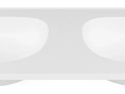 Vente-unique Double vasque à encastrer en résine effet pierre - Blanc - L120 x l46 cm - ATIWA