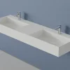 Bernstein Double vasque murale 153x45x15cm en fonte minérale - blanc mat - TWG231* Lavabo