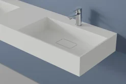 Bernstein Double vasque murale 153x45x15cm en fonte minérale - blanc mat - TWG231* Lavabo