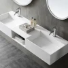 Bernstein Double vasque murale 150x45x20cm en fonte minérale - blanc mat - TWG235