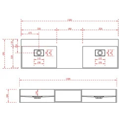 Bernstein Double vasque murale 150x45x20cm en fonte minérale - blanc mat - TWG235