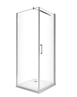 Laneri Douche de 8 mm avec porte à battant et paroi fixe lateraleH.200 -77-79 porte x 68,5-70,5 fixe