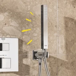 Grohe Douchette 1 jet Vitalio Joy Cube Stick chromé avec flexible 150 et support carré* Pommeau De Douche, Flexible Et Barre De Douche