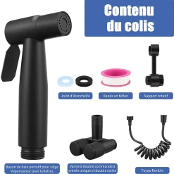 ProximaX Douchette de bidet pour toilettes en acier inoxydable, 1-en-2 sorties, double commande, robinet et tuyau, pour toilettes, animaux