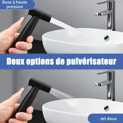 ProximaX Douchette de bidet pour toilettes en acier inoxydable, 1-en-2 sorties, double commande, robinet et tuyau, pour toilettes, animaux