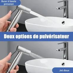 ProximaX Douchette de bidet pour toilettes, 1-en-2 sorties, double commande, robinet et tuyau, animaux et nettoyage salle de bain, Argent* Robinet De Bidet