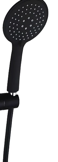 MTK Douchette Duo Slim 5 jets avec éco-régulateur intégré, noir, FranFlex* Pommeau De Douche, Flexible Et Barre De Douche