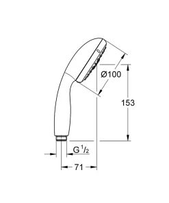 Grohe Douchette ronde 3 jets, chrome, Vitalio Start 100