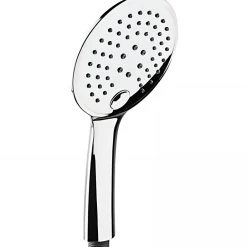 Sanindusa Douchette ronde 3 jets effet pluie effet pluie intense et effet massage sorties d'eau anti-calcaire Digit 105 chromé
