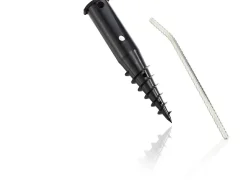 Leifheit Douille de fixation pour séchoir parapluie, avec barre à visser, en plastique avec intérieur métal, coloris noir, pour étendoir Ø 50 mm