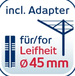 Leifheit Douille de fixation pour séchoir parapluie, avec barre à visser, en plastique avec intérieur métal, coloris noir, pour étendoir Ø 50 mm
