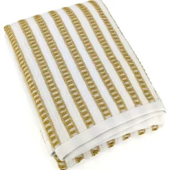 Linnea Drap de bain coton 100x150cm SANTORINI rayures jaune* Serviette De Bain
