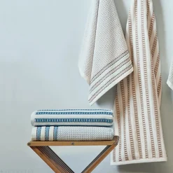 Linnea Drap de bain coton 100x150cm SANTORINI rayures jaune* Serviette De Bain