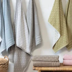 Linnea Drap de bain en coton 100x150 cm collection EFFICIENT DOTS vert olive