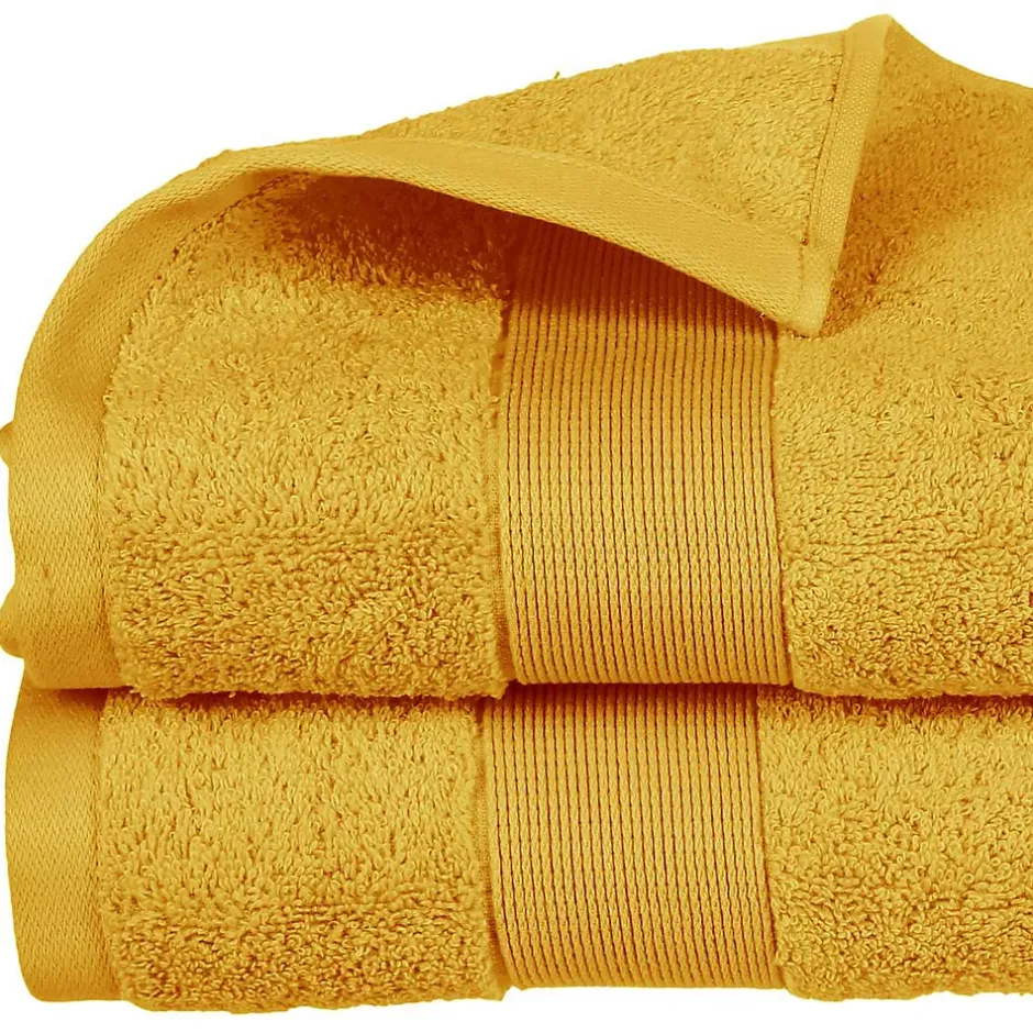 Atmosphera Créateur D'Intérieur Drap de bain Essentiel - coton 450 gr/m² - jaune moutarde 100x150 cm - Atmosphera* Serviette De Toilette