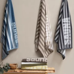 Linnea Drap de bain 85x200 cm collection SAUNA EFFICIENCE majuscule gris* Serviette De Bain
