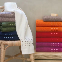 Linnea Drap de bain 100x150 cm coton 550g/m2 PURE POINTS Orange Butane* Serviette De Bain