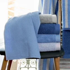 Linnea Drap de bain 90x160 cm nid d'abeille PURE WAFFLE 300 g/m² bleu mer