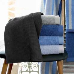 Linnea Drap de bain 90x160 cm nid d'abeille PURE WAFFLE 300 g/m² noir