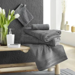 Douceur D'Intérieur Drap de douche 70 x 130 cm eponge unie tendresse Anthracite