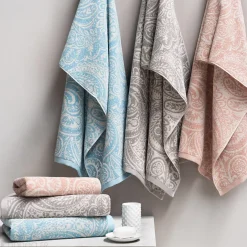 Linnea Drap de douche coton 70x140 cm motif mandala collection PLENTY bleu