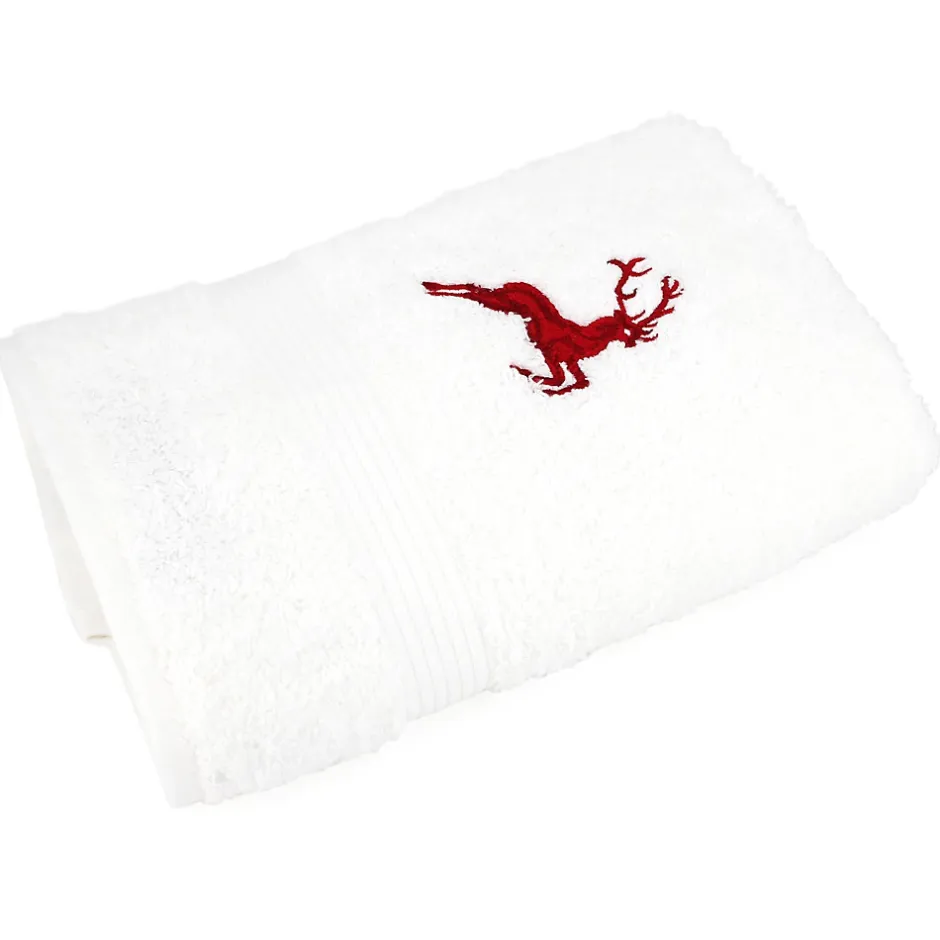 Linnea Drap de douche 70x130 cm HIRSH Blanc/Rouge 600g/m2* Serviette De Bain