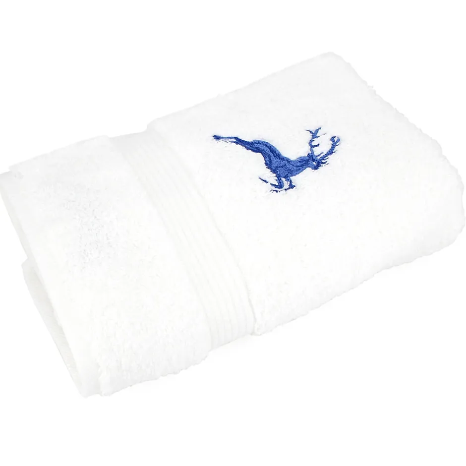 Linnea Drap de douche 70x130 cm HIRSH Blanc/Bleu 600g/m2* Serviette De Bain