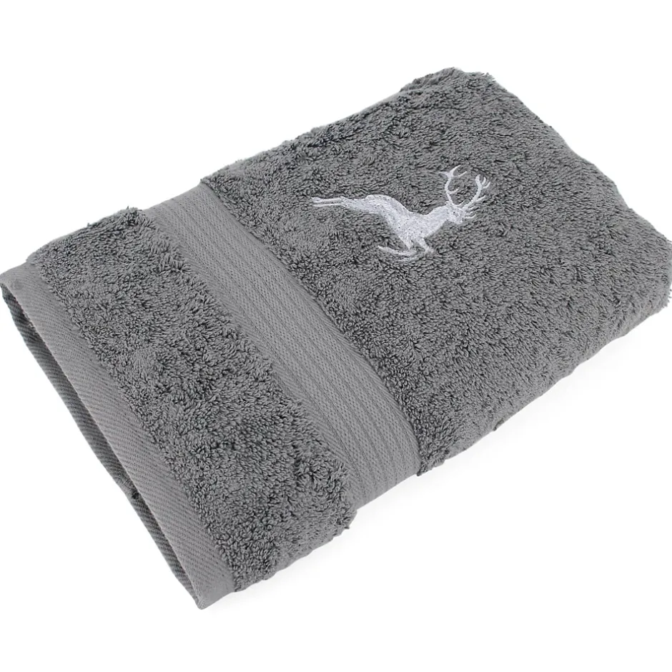 Linnea Drap de douche 70x130 cm HIRSH Anthracite/Gris 600g/m2* Serviette De Bain