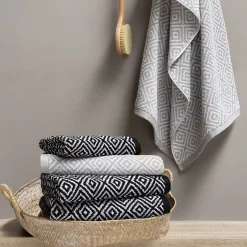 Linnea Drap de douche 70x140 cm SYMETRIE coton Gris Alvéoles* Serviette De Bain