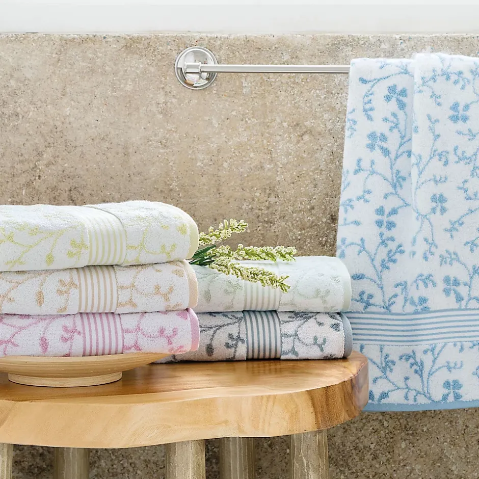 Linnea Drap de douche 70x140 cm VINTAGE FLORAL Vert 550g/m2* Serviette De Bain